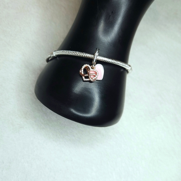 Genuine S925 Sterling Silver Sparkle Infinity Heart Pandora Moments Style Charm - Picture 12 of 16